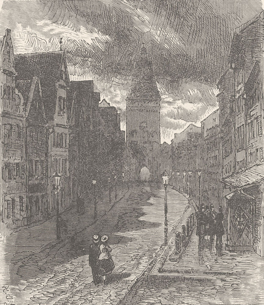 GERMANY. Street in Speyer 1903 old antique vintage print picture